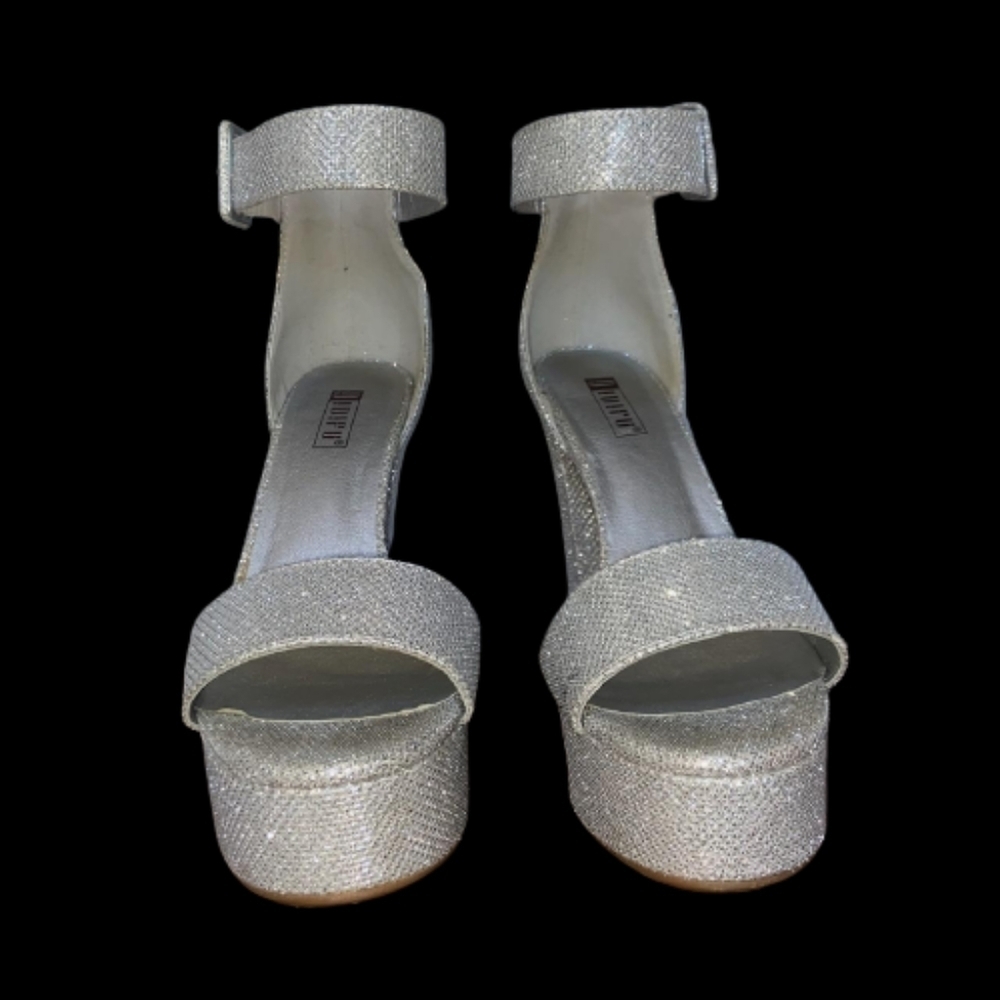 Womens Silver Open Toe Platform - image 1